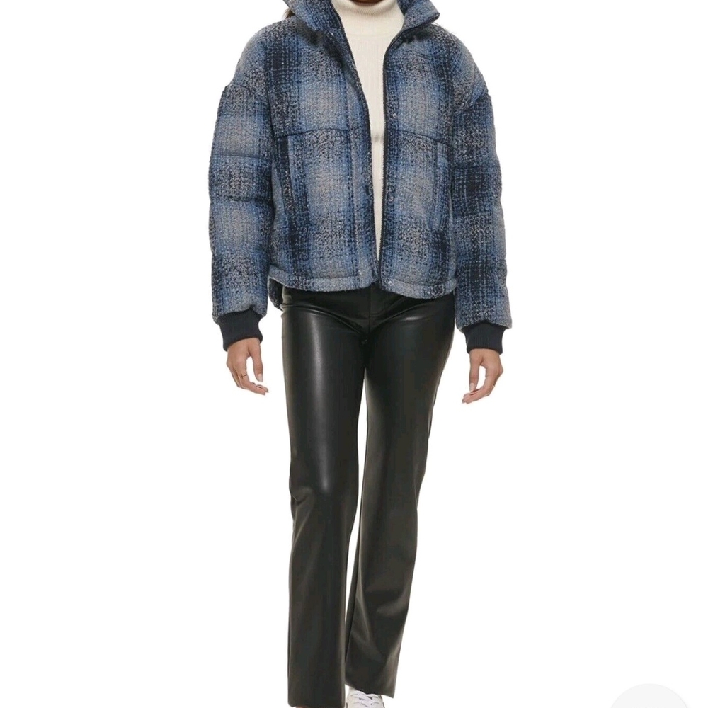 Levi's Blue Checkered Puffer Jacket